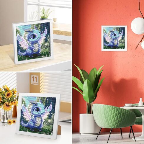 UMOART Framed Dragon Diamond Painting Kits for Kids Adults, Cartoon Diamond Art Kits, Dragon Diamond Painting Easy Gem Art Kit with Beautiful Package for Gifts Home Decor(7x7inch) in Saudi Arabia