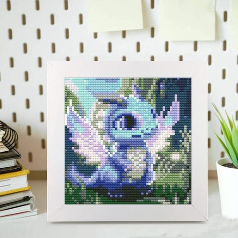 UMOART Framed Dragon Diamond Painting Kits for Kids Adults, Cartoon Diamond Art Kits, Dragon Diamond Painting Easy Gem Art Kit with Beautiful Package for Gifts Home Decor(7x7inch) in Saudi Arabia