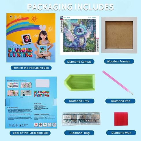 UMOART Framed Dragon Diamond Painting Kits for Kids Adults, Cartoon Diamond Art Kits, Dragon Diamond Painting Easy Gem Art Kit with Beautiful Package for Gifts Home Decor(7x7inch) in Saudi Arabia