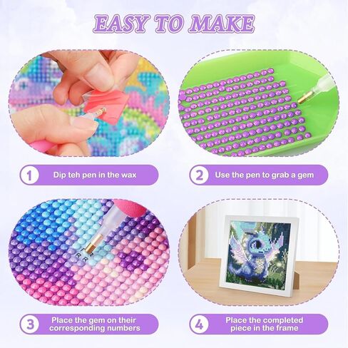 UMOART Framed Dragon Diamond Painting Kits for Kids Adults, Cartoon Diamond Art Kits, Dragon Diamond Painting Easy Gem Art Kit with Beautiful Package for Gifts Home Decor(7x7inch) in Saudi Arabia