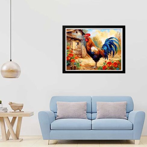 zariocy 5D الماس الفن اللوحة مجموعات الديك الكبير، DIY الطلاء مع الماس الفن الحيوان جولة الحفر الكامل الكريستال الماس لوحات التطريز الفنون الحرفية للمنزل مكتب جدار ديكور 12x16 بوصة in Kuwait