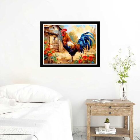 zariocy 5D الماس الفن اللوحة مجموعات الديك الكبير، DIY الطلاء مع الماس الفن الحيوان جولة الحفر الكامل الكريستال الماس لوحات التطريز الفنون الحرفية للمنزل مكتب جدار ديكور 12x16 بوصة in Kuwait