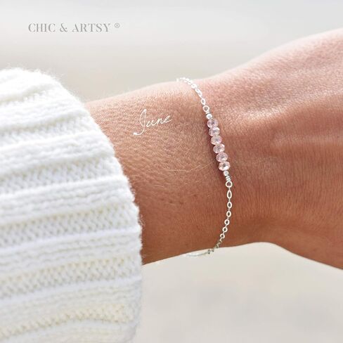 أساور جوهرة الميلاد من CHIC & ARTSY 925 من الفضة الإسترليني 12 شهرًا أساور كريستال جوهرة الميلاد للنساء أساور قابلة للتعديل للأم والبنت سوار أخت الروح هدايا الصداقة in Kuwait
