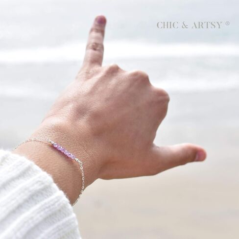 أساور جوهرة الميلاد من CHIC & ARTSY 925 من الفضة الإسترليني 12 شهرًا أساور كريستال جوهرة الميلاد للنساء أساور قابلة للتعديل للأم والبنت سوار أخت الروح هدايا الصداقة in Kuwait
