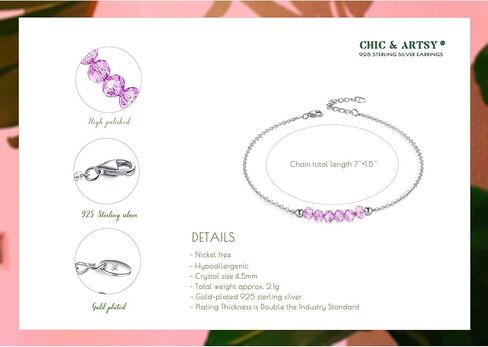 أساور جوهرة الميلاد من CHIC & ARTSY 925 من الفضة الإسترليني 12 شهرًا أساور كريستال جوهرة الميلاد للنساء أساور قابلة للتعديل للأم والبنت سوار أخت الروح هدايا الصداقة in Kuwait