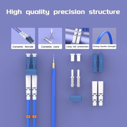 25Meters, LC to SC, Armored Single Mode Duplex Fiber Optic Cables LC-SC Patch Cord Jumper SM SX 82FT Blue in Kuwait