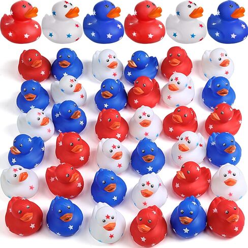 Independence Day 2 Inch Patriotic Rubber Ducks Float Small Rubber Ducks Shower Rubber Ducks Star Rubber Ducky for Cruise Ships Bath Baby Showers Summer Beach and Pool (48 Pieces) in Saudi Arabia