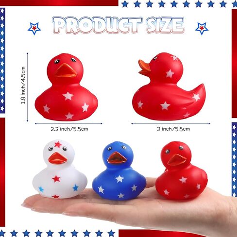 Independence Day 2 Inch Patriotic Rubber Ducks Float Small Rubber Ducks Shower Rubber Ducks Star Rubber Ducky for Cruise Ships Bath Baby Showers Summer Beach and Pool (48 Pieces) in Saudi Arabia