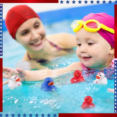 Independence Day 2 Inch Patriotic Rubber Ducks Float Small Rubber Ducks Shower Rubber Ducks Star Rubber Ducky for Cruise Ships Bath Baby Showers Summer Beach and Pool (48 Pieces) in Saudi Arabia