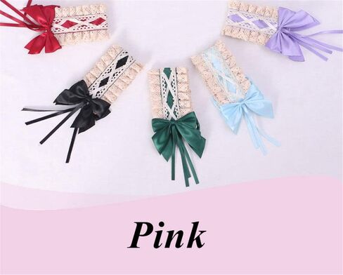 Furry Bunny Rabbit Ears Clips Bowknot Lolita Maid Lace Headband Accessory (Light Pink) in Saudi Arabia