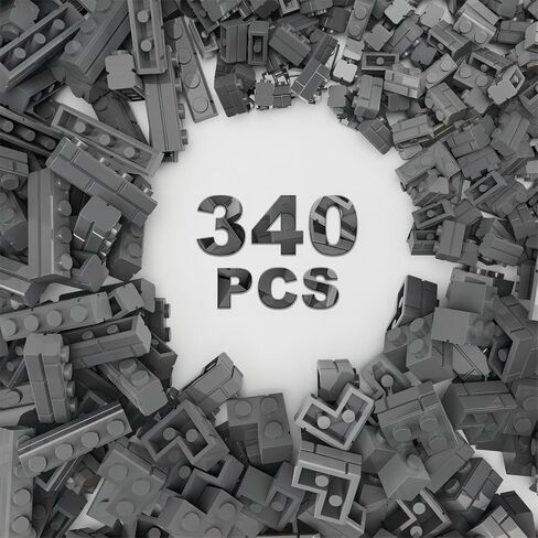 مكعبات بناء كلاسيكية، 340 قطعة من مكعبات البناء الجدارية، متوافقة مع أجزاء وقطع العلامات التجارية الكبرى، ألعاب مكعبات البناء الإبداعية (340 قطعة) (رمادي فاتح) in Kuwait