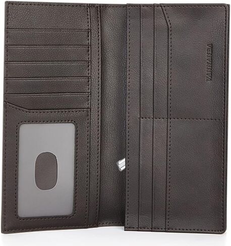 VANNANBA Mens Bifold Long Wallet RFID Blocking Checkbook Wallets,Italian Leather Slim Card Holder for Men with Gift Box(Dark Brown) in Saudi Arabia