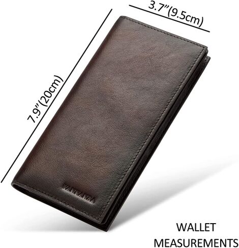 VANNANBA Mens Bifold Long Wallet RFID Blocking Checkbook Wallets,Italian Leather Slim Card Holder for Men with Gift Box(Dark Brown) in Saudi Arabia