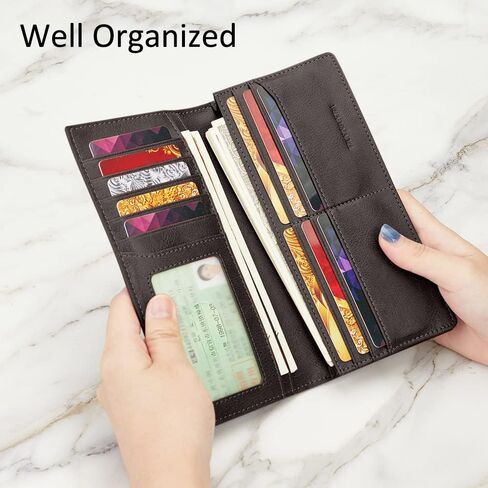VANNANBA Mens Bifold Long Wallet RFID Blocking Checkbook Wallets,Italian Leather Slim Card Holder for Men with Gift Box(Dark Brown) in Saudi Arabia