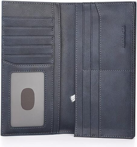 VANNANBA Mens Bifold Long Wallet RFID Blocking Checkbook Wallets,Italian Leather Slim Card Holder for Men with Gift Box(Dark Brown) in Saudi Arabia