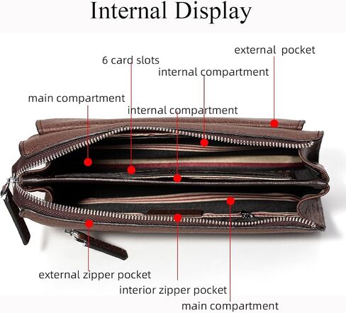 Men Clutch Bags Genuine Leather Long Wallet Large Capacity Purse Business Card Organizer Handbag Travel Bag in Saudi Arabia