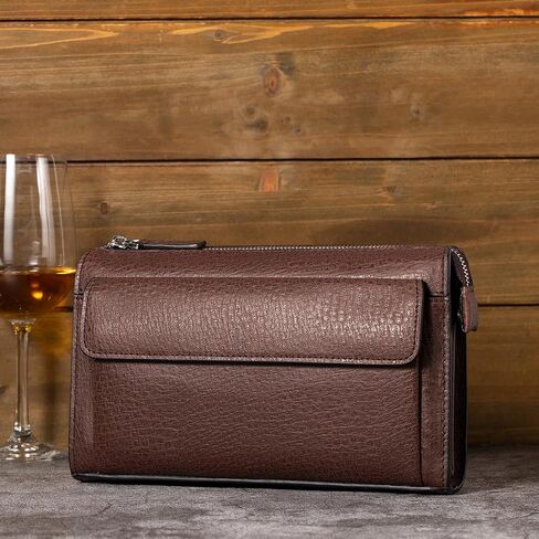 Men Clutch Bags Genuine Leather Long Wallet Large Capacity Purse Business Card Organizer Handbag Travel Bag in Saudi Arabia