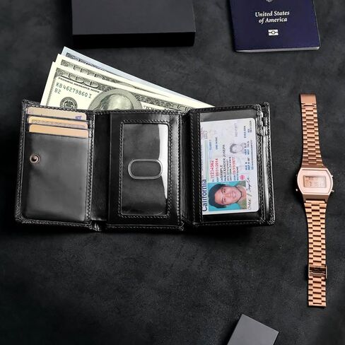 VERSAINSECT king Trifold Genuine Leather Wallet for Men With Flip Out ID Window (Brown) in Saudi Arabia