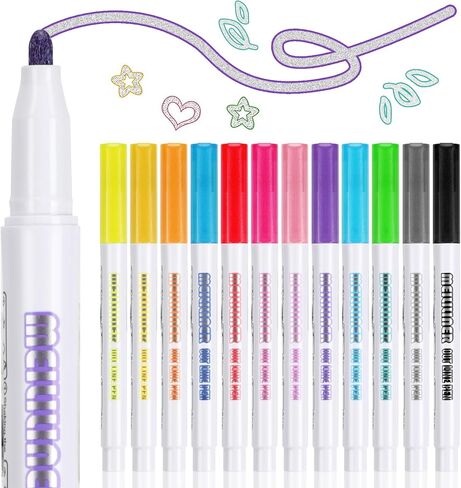 أقلام رسم معدنية مخططة من EooUooIP - 12 قطعة من الأقلام الملونة للحرف اليدوية ومذكرات الرصاص وكتب التلوين للبالغين in Kuwait