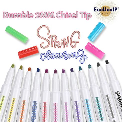 أقلام رسم معدنية مخططة من EooUooIP - 12 قطعة من الأقلام الملونة للحرف اليدوية ومذكرات الرصاص وكتب التلوين للبالغين in Kuwait