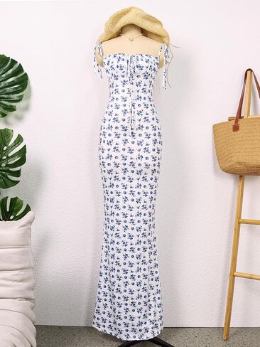 Women's Summer Bodycon Long Dress Tie Spaghetti Strap Sleeveless Backless Elegant Maxi Dresses in Kuwait