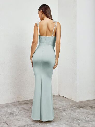 Women's Summer Bodycon Long Dress Tie Spaghetti Strap Sleeveless Backless Elegant Maxi Dresses in Kuwait