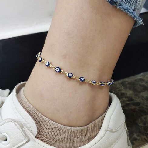 YANCHUN Evil Eye Anklet Bracelet for Women Adjustable Lucky Kabbalah Protection Ankle Bracelet Evil Eye Anklet for Teen Girls in Saudi Arabia