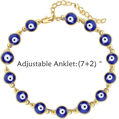 YANCHUN Evil Eye Anklet Bracelet for Women Adjustable Lucky Kabbalah Protection Ankle Bracelet Evil Eye Anklet for Teen Girls in Saudi Arabia