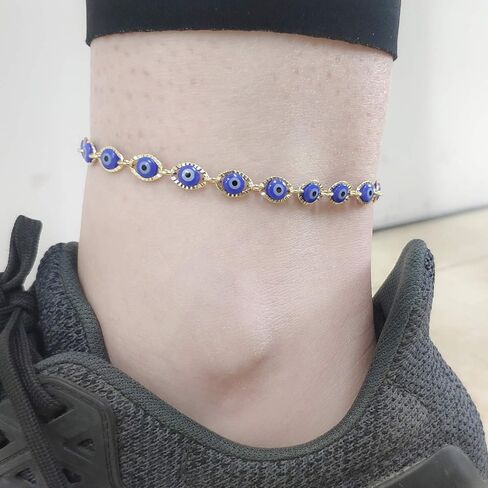 YANCHUN Evil Eye Anklet Bracelet for Women Adjustable Lucky Kabbalah Protection Ankle Bracelet Evil Eye Anklet for Teen Girls in Saudi Arabia
