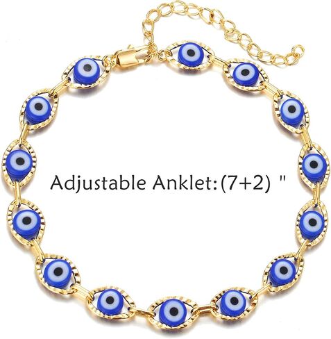 YANCHUN Evil Eye Anklet Bracelet for Women Adjustable Lucky Kabbalah Protection Ankle Bracelet Evil Eye Anklet for Teen Girls in Saudi Arabia
