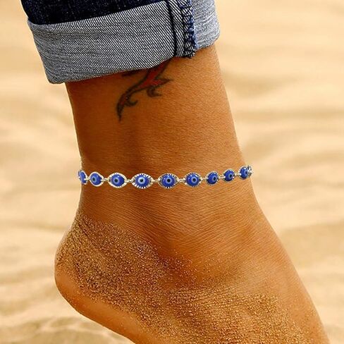 YANCHUN Evil Eye Anklet Bracelet for Women Adjustable Lucky Kabbalah Protection Ankle Bracelet Evil Eye Anklet for Teen Girls in Saudi Arabia
