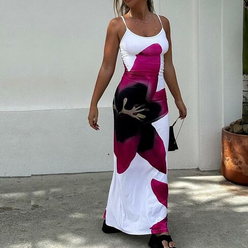 المرأة مثير الأزهار Bodycon فستان ماكسي فستان أنيق بلا أكمام الصيف فستان طويل فستان حفلة كوكتيل ملابس الشاطئ in Kuwait