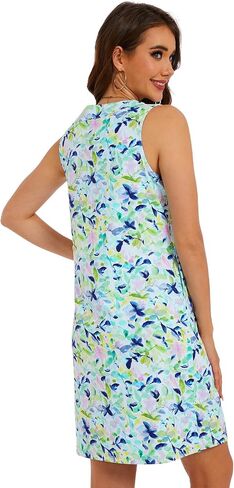 Lightbare Womens UPF 50+ Casual Sundress Sleeveless Tank Dress Notch Neck Summer Floral Dresses with Pockets Loose Fit in Saudi Arabia