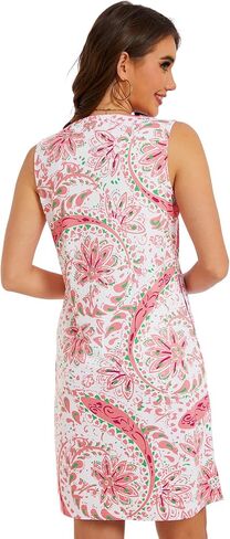 Lightbare Womens UPF 50+ Casual Sundress Sleeveless Tank Dress Notch Neck Summer Floral Dresses with Pockets Loose Fit in Saudi Arabia