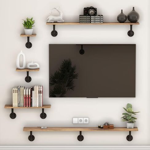 رف خشبي مستصلح طويل عائم صناعي من المزرعة مقاس 39 بوصة كبير، رف أنابيب تخزين معلق، أرفف حائط خشبية ريفية للحمام وغرفة المعيشة والمطبخ وغرفة الغسيل in Kuwait