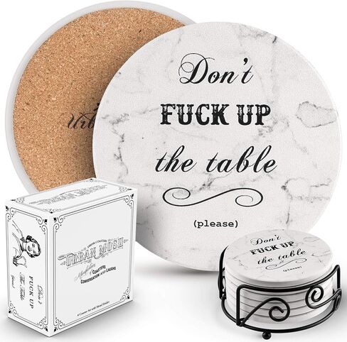 Funny Drink Coasters - House Warming Gifts New Home Couple, Decorations for Living Room Coffee Table Decor in Saudi Arabia