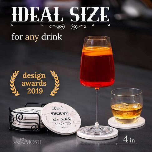Funny Drink Coasters - House Warming Gifts New Home Couple, Decorations for Living Room Coffee Table Decor in Saudi Arabia