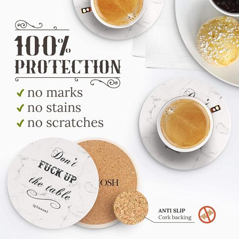 Funny Drink Coasters - House Warming Gifts New Home Couple, Decorations for Living Room Coffee Table Decor in Saudi Arabia
