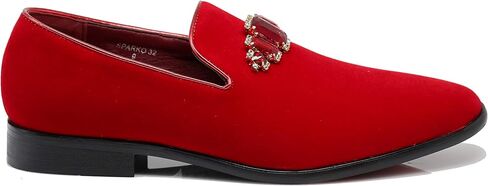SPK32 Men's Vintage Plain Rhinestone Velvet Dress Loafers Slip On Shoes Classic Tuxedo Dress Shoes in Kuwait