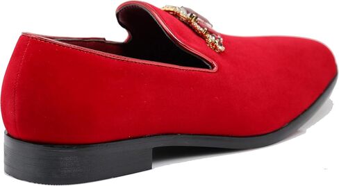 SPK32 Men's Vintage Plain Rhinestone Velvet Dress Loafers Slip On Shoes Classic Tuxedo Dress Shoes in Kuwait