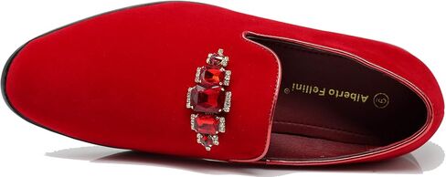 SPK32 Men's Vintage Plain Rhinestone Velvet Dress Loafers Slip On Shoes Classic Tuxedo Dress Shoes in Kuwait