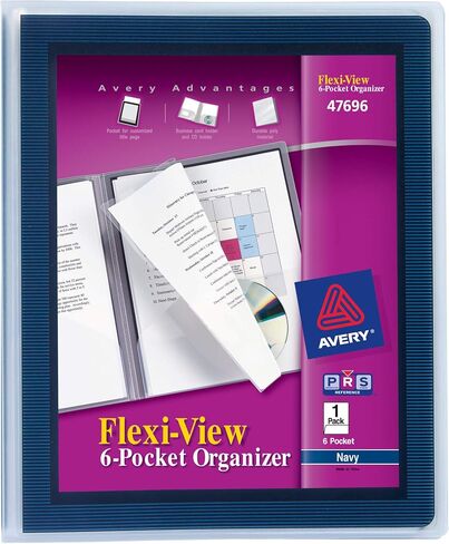 Avery Flexi-View 6 Pocket Organizer, Holds up to 150 Sheets, 1 Blue Organizer (47696) in Saudi Arabia