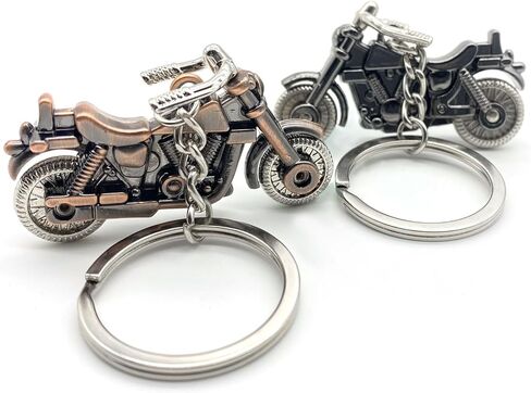 Motorcycle Keychains for Men & Women 2-Pack, Metal Motorcycle Model With Key Chain Ring for Key Decoration Pendant Accessories, Gift for Motorcycle Owners and Enthusiasts (Black & Brass Color) in Saudi Arabia