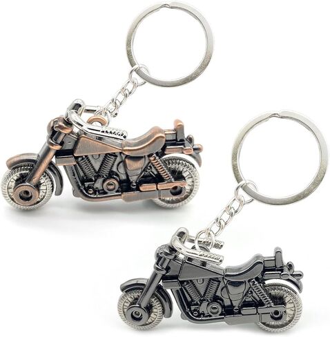 Motorcycle Keychains for Men & Women 2-Pack, Metal Motorcycle Model With Key Chain Ring for Key Decoration Pendant Accessories, Gift for Motorcycle Owners and Enthusiasts (Black & Brass Color) in Saudi Arabia