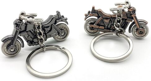 Motorcycle Keychains for Men & Women 2-Pack, Metal Motorcycle Model With Key Chain Ring for Key Decoration Pendant Accessories, Gift for Motorcycle Owners and Enthusiasts (Black & Brass Color) in Saudi Arabia