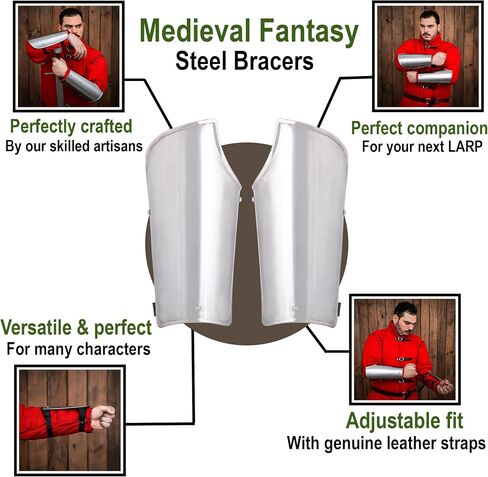 Medieval Knight Steel Bracers Viking Armour LARP Cosplay SCA Historical Reenactment in Saudi Arabia