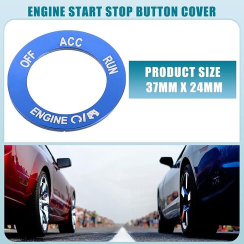 Engine Start Stop Button Cover Trim Sticker for Dodge Challenger Charger for RAM 2010-2020 Aluminum Alloy Blue in Saudi Arabia