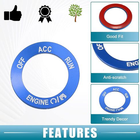 Engine Start Stop Button Cover Trim Sticker for Dodge Challenger Charger for RAM 2010-2020 Aluminum Alloy Blue in Saudi Arabia