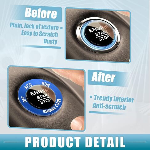 Engine Start Stop Button Cover Trim Sticker for Dodge Challenger Charger for RAM 2010-2020 Aluminum Alloy Blue in Saudi Arabia