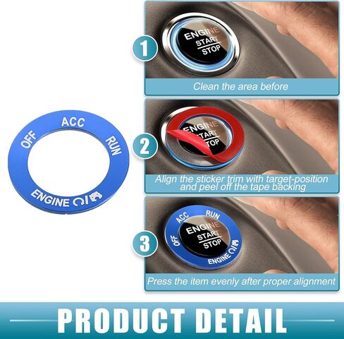 Engine Start Stop Button Cover Trim Sticker for Dodge Challenger Charger for RAM 2010-2020 Aluminum Alloy Blue in Saudi Arabia